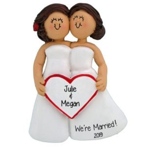 Image of Two Females Getting Married Personalized Ornament Both BRUNETTE