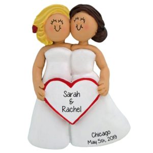 Image of Two Females Getting Married Personalized Ornament BLONDE / BRUNETTE