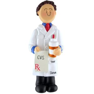Image of Personalized MALE Pharmacist Ornament BROWN Hair