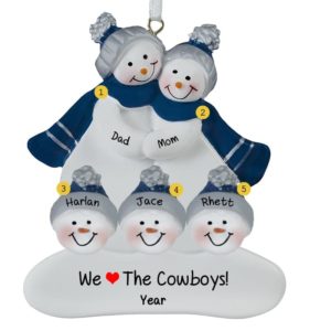 Image of Dallas Cowboys Family Of 5 NAVY And SILVER Ornament