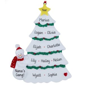 Image of Grandma's Christmas Tree With 10 Grandkids Personalized Ornament