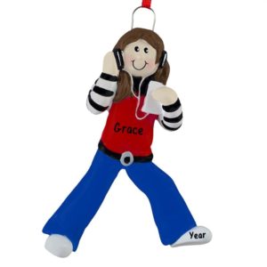 Image of Teen GIRL Listening To Music Personalized Ornament