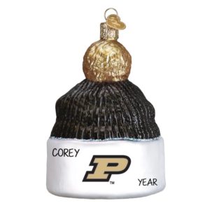 Image of Personalized Purdue Boilermakers Beanie 3-Dimensional Glass Ornament