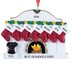 Image of Personalized 7 Grandkids + 1 Dog Fireplace Ornament