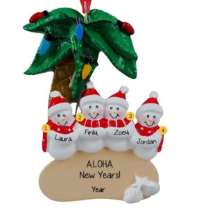 Image of Family of 4 Palm Tree Aloha Vacation Ornament
