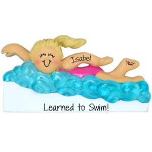 Image of Learned To Swim BLONDE Girl In Water Personalized Ornament