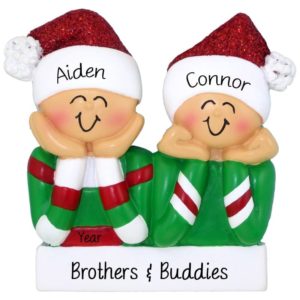 Image of Personalized Two Brothers Head In Hands Ornament
