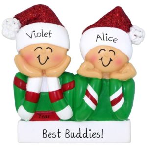 Image of Personalized Two Best Buddies Head In Hands Ornament