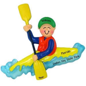 Image of Personalized Male Kayaking On Water Ornament