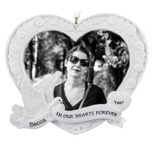 Image of In Our Hearts Forever Memorial Dove Photo Frame Ornament