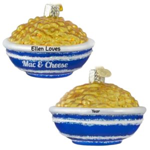 Image of Personalized Bowl Of Mac & Cheese Glittered Glass Ornament