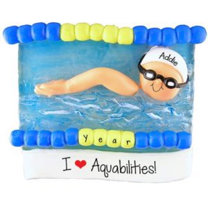 Image of Child Taking Indoor Swimming Lessons Personalized Ornament