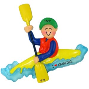 Image of Male I Love Kayaking Personalized Ornament
