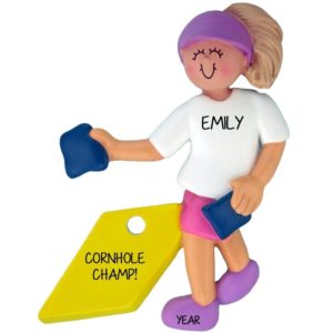 Image of Personalized BLONDE Female Corn Hole Toss Ornament