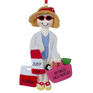 Image of Retired And Headed To The Beach Lady Personalized Ornament