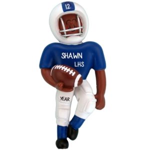 Image of Personalized African American Football Player BLUE