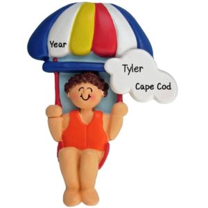Image of Personalized MALE Attached To A Parasail Wing Ornament BROWN Hair