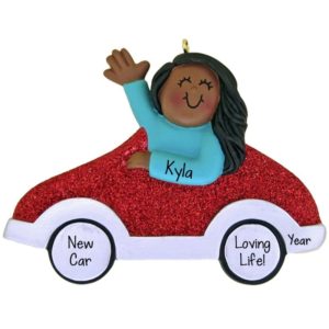 Image of Personalized New Car For Girl Ornament AFRICAN AMERICAN