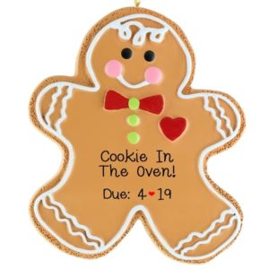 Image of Expecting Cookie In Oven Gingerbread Man Ornament
