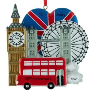 Image of Personalized Anniversary Trip To London Souvenir Ornament
