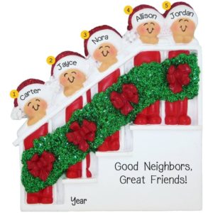 Image of Neighbors Family Of 5 Christmas Stairs Ornament