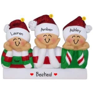 Image of Personalized 3 Friends Heads In Hands Ornament