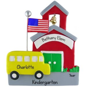 Image of Personalized Kindergarten Student Schoolhouse Ornament