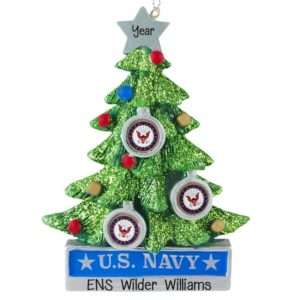 Image of US NAVY Decorated Christmas Tree Personalized Ornament