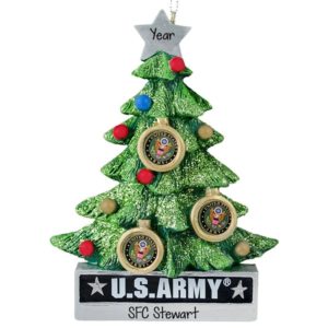 Image of US ARMY Decorated Christmas Tree Personalized Ornament
