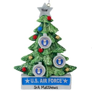 Image of US AIR FORCE Decorated Christmas Tree Personalized Ornament