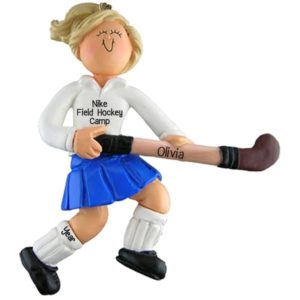 Image of Field Hockey Camp Girl Player Ornament BLONDE