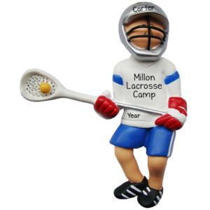 Image of Personalized Lacrosse Camp Male Holding Stick Ornament