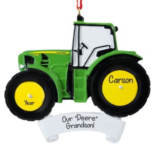 Image of Personalized John "Deere" Grandson Tractor Ornament