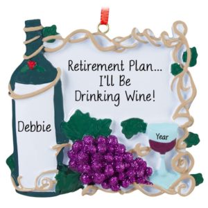 Image of Glittered Grapes Wine Retirement Plan Personalized Ornament