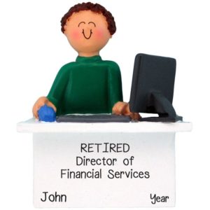 Image of Retired Male At Computer Personalized Ornament BROWN HAIR