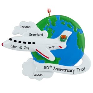 Image of Personalized Anniversary Celebration Trip On Globe Ornament