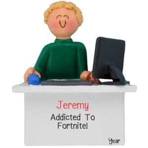 Image of Addicted To Fortnite Computer Ornament BLONDE BOY