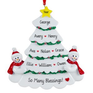 Image of Personalized 8 Grandkids White Christmas Tree Ornament
