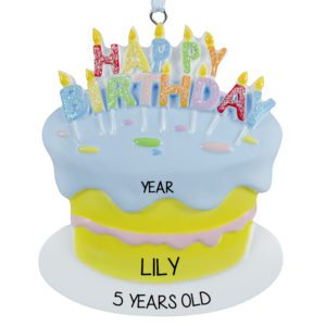 Image of Personalized Birthday Cake Glittered Ornament