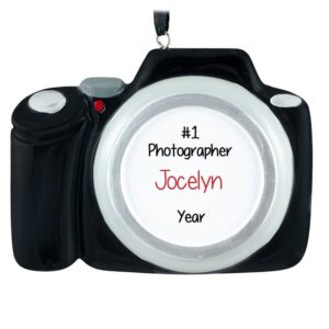Image of Personalized #1 Photographer Black Camera Ornament