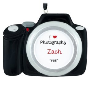 Image of Personalized I Love Photography Black Camera Ornament