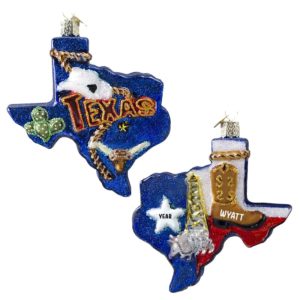Personalized State Of Texas Glittered Glass Ornament