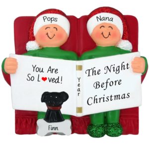 Image of Personalized Grandparents + Dog On Sofa Night Before Christmas Ornament