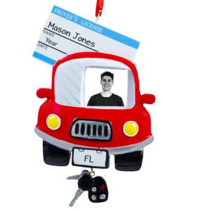 Image of Driver's License Photo Frame Car With Dangling Keys Ornament BOY