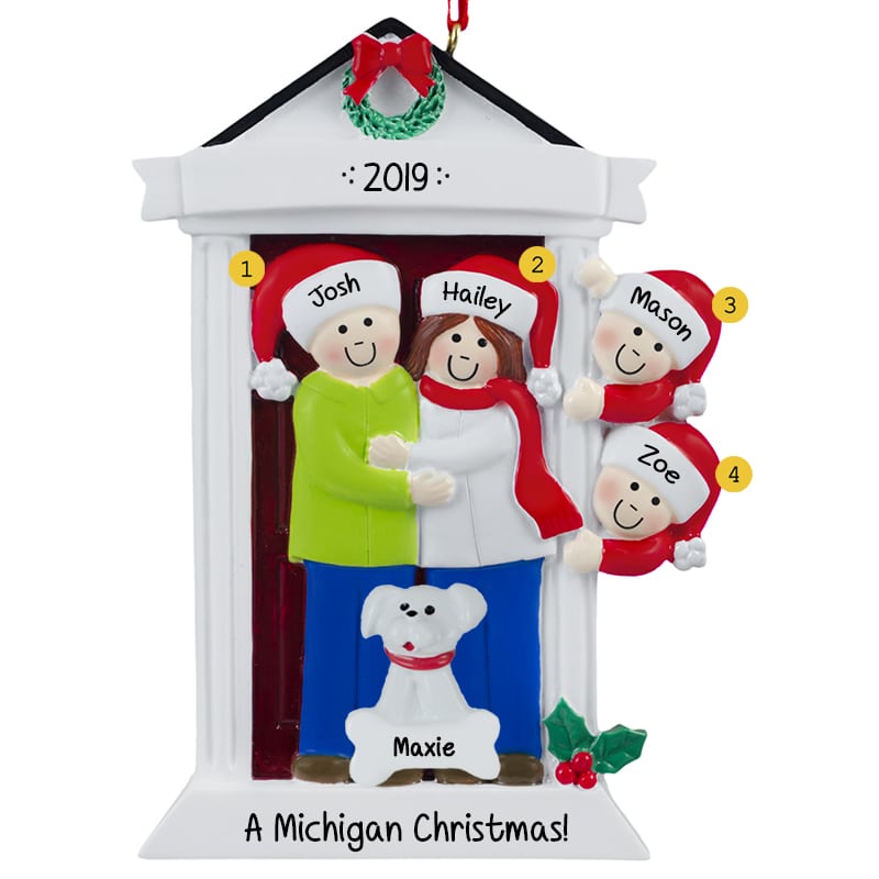 Personalized Door Family Of 4 + DOG Ornament - Personalized Ornaments ...