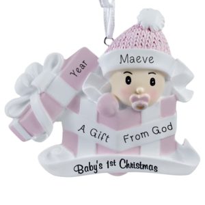 Image of Our Gift From God Baby GIRL In Present Ornament