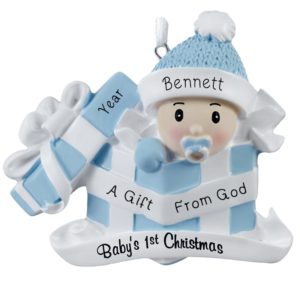 A Gift From God Baby BOY In Present Personalized Ornament
