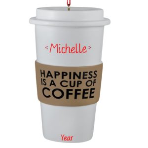 Image of Personalized Happiness Is A Cup Of Coffee 3-Dimensional Ornament