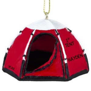 Image of Personalized RED Tent Camping 3-Dimensional Ornament