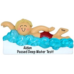 Image of A Great Swimmer BLONDE BOY Personalized Ornament